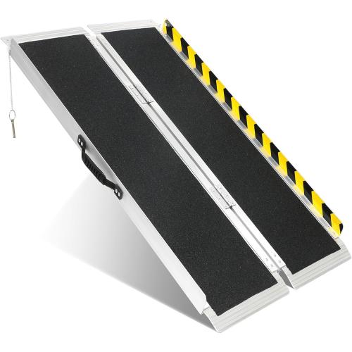 4FT Portable Wheelchair Ramp, Non-Slip Aluminum Folding Handicap Ramp, 800 LBS Capacity Door Threshold Ramps for Home Steps, Scooter Ramps for Car, Doorways, Curbs, Stairs, Cart, Wheel Chair Ramp Step