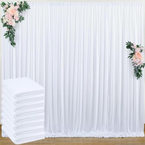 40 ft x 10 ft Wrinkle Free White Backdrop Curtain for Wedding Parties, Polyester Photo Backdrop Drapes for Baby Shower Birthday Party Backdrop Stand, Bulk Thick Background Curtains, 5x10FT 8 Panels