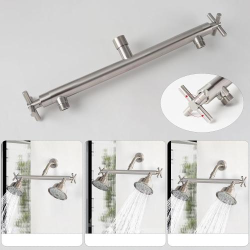 Shower Head Manifold with Double Outlet and Shut Off Valves for Dual Sprayer Showering System,Can Connect Two Showerheads,Brushed Nickel,STN02-L