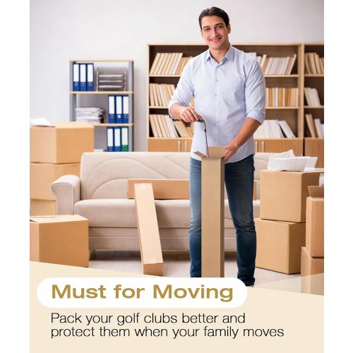 Magicheap 5 Pack Golf Club Shipping Boxes, 48x4x4 Inch Tall Corrugated Cardboard Golf Club Box for Shipping Packaging Moving Mailing