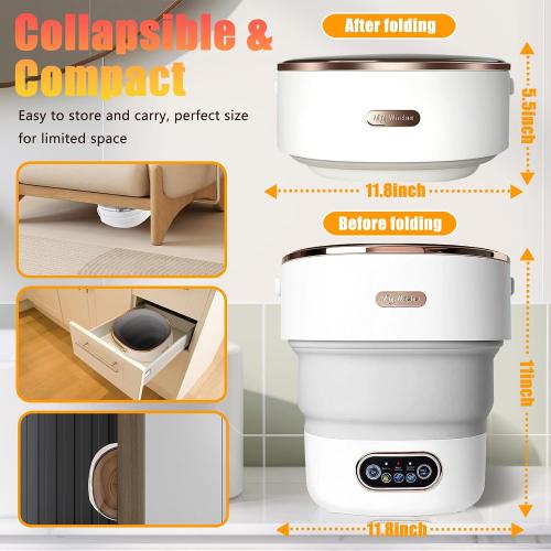 Portable Washing Machine,15L Collapsible Mini Washer with 3 Cleaning Modes Drain Basket Small Foldable Laundry Machine for Travel Camping Dorms RVs Apartments Baby Clothes Underwear Socks Delicates