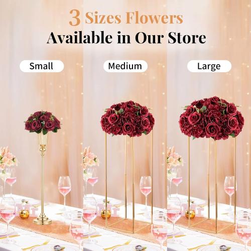 Flower Wedding Centrepieces for Tables: 10 Pcs Burgundy Artificial Flowers Roses Balls  for Centerpiece Fake Silk Rose Arrangements Weddings Reception Birthday Party Decoration