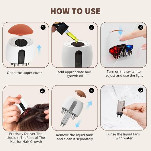 Minoxidil Applicator 2025, Electric Scalp Oil Applicator with High Vibration, Quick Efficient Apply No Messy Scalp Massager Hair Growth, Use for Home & Travel Red/blue