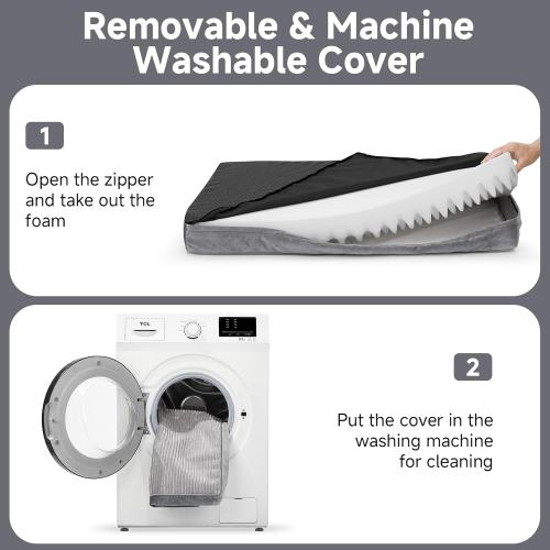 OhGeni Orthopedic Waterproof & Machine Washable Dog Bed for Small Pets, Suitable for Crates, Cat Mat with 25D Egg Crate Foam, Non-Slip Bottom & Removable Cover, 24 Inches(Gray)