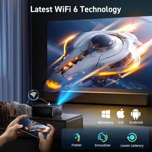 [Electric Focus/Auto Keystone] Projector with WiFi and Bluetooth, Native 1080P 4K Support Outdoor Movie Projectors Max 450 Display, SOPYOU Home Theater Projector for iOS/Android/TV Stick