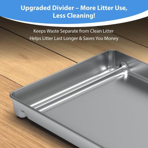 Stainless Steel Reusable Litter Tray Compatible with Petsafe Scoop-Free Self-Cleaning Cat Litter Boxes - Never Absorbs Odor, Stains, or Rusts (Stainless Steel Litter Tray) (Extra Deep)