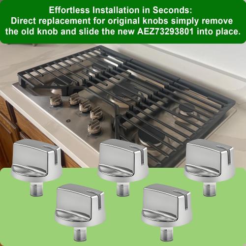 5 Pack AEZ73293801 Burner Control Knob Replacement,Compatible with LG Range/Stove Gas Cooktop,Burner Control Knob Assembly Replaces EBZ60710601,2025031,AH3639420,EA3639420,AP5594929,PS3639420