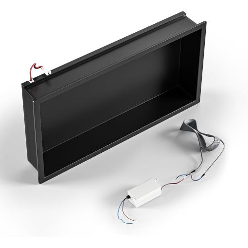 Led Shower Niche 24 X 12 Matte Black 304 Stainless Steel with Lighting Waterproof No Tile Need Shower Shelf for Bathroom Recessed Wall Shelf Horizontal Niche