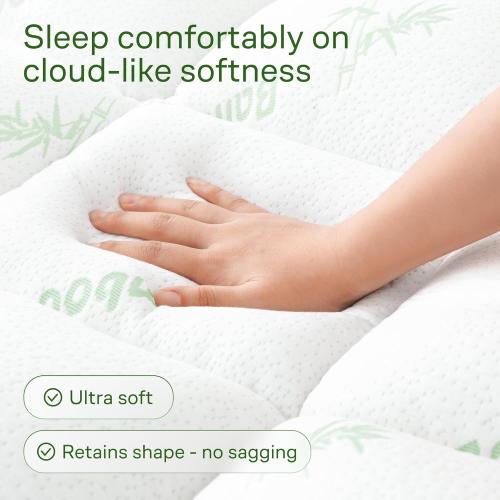 Ultra Soft Queen Size Mattress Topper - Viscose Made from Bamboo Pillow Top Mattress Pad for Back Pain Relief - Naturally Cooling for Hot Sleepers, Green