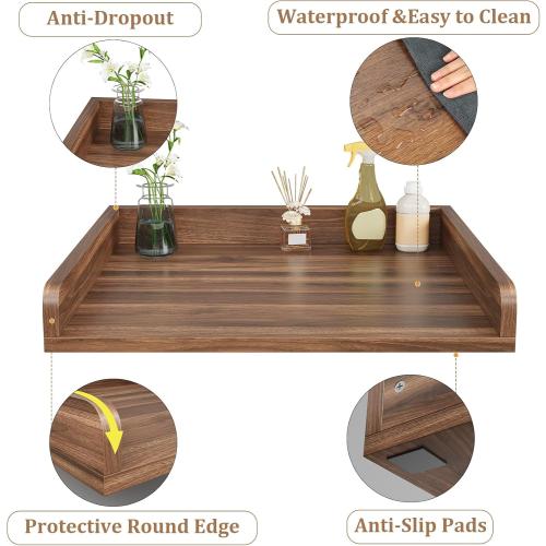 Washer Dryer Countertop, Countertop for Washer and Dryer with Non-Slip Pads and Round Corner Edge Rails, 27.5 D x 27.5 W x 3.2 H, Laundry Room Organization(Chestnut)