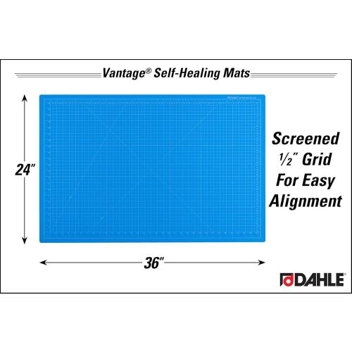 Dahle Vantage 10693 Premium Self-Healing Cutting Mat, 24x36, 1/2 Grid, 5 Layers for Max Healing, Perfect for Crafts & Sewing, Blue