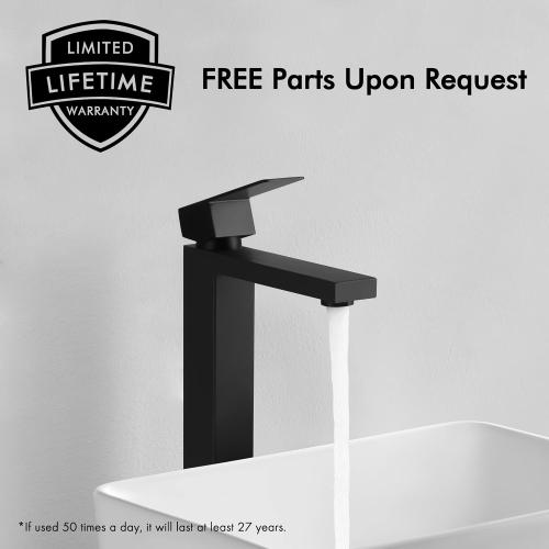 KES Bathroom Faucet Black Vessel Sink Faucet cUPC Certified, Single Hole Tall Bathroom Faucet Stainless Steel, L3156BLFF12-BK