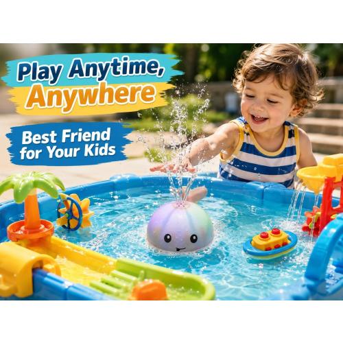 Gigilli Baby Bath Toys, Light Up Whale Bath Toy Sprinkler for Kids Boy Girl