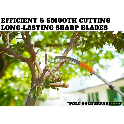 Pruning Manual Hand Saw // Hand Held or with Extension Manual Pole Saw for Tree Trimming // Fits All Extension Poles with Standard US Acme Thread // Tree Limb Hand Saw (Pole Sold Separately)