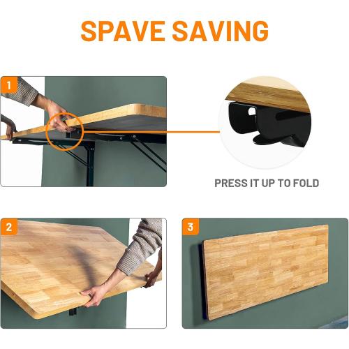 Wallmaster 24inch Folding Shelf Brackets Garage Heavy Duty Steel Max Load 500lb Floating Wall Mounted Collapsible Shelf Bracket Space Saving (Pack of 2, No Board)