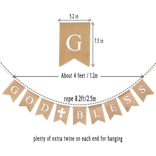 CHRORINE God Bless Banner First Communion Banner Kit, Baptism Decorations for Boys Girls, First Communion Confirmation Decorations, Bautizo Decorations