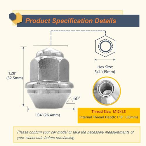 Missing pieces. Kadrick 20pcs M12x1.5 Lug Nuts,One-Piece Solid Chrome, Replacement for 2001-2019 Ford Escape/2012-2018 Focus/2006-2019 Fusion/Lincoln 2015-19 MKC/2012-16 MKZ,Large Acorn Seat，New Model……