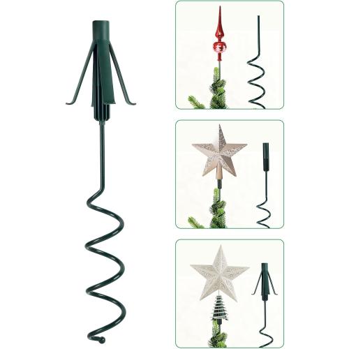 FORUP Christmas Tree Topper Holder, 3-in-1 Tree Topper Stabilizer - Fits Tree Center Poles Up to 1.25 in Diameter, Compatible with Angel/Star Toppers, Tool-Free Installation, Prevents Tilting