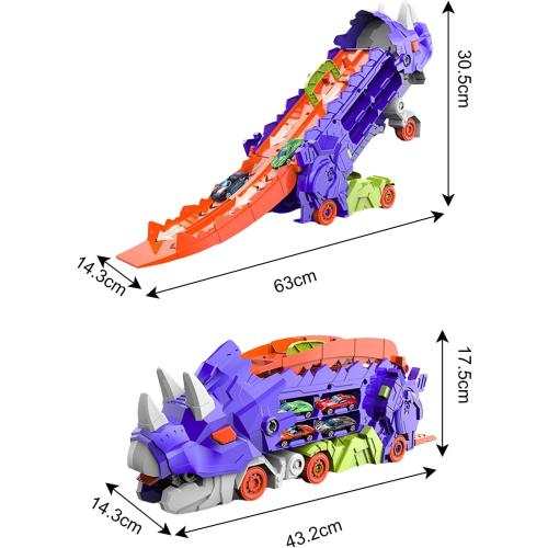 Genérico Dinosaur Transport Truck - Foldable Dinosaur Truck - Dinosaur Truck Toys for Foldable Transport with Track and Metal Cars for Kids