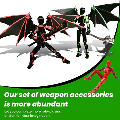 T13 Winged Robot Action Figure, Triple-Bladed Scythe, Black Wings