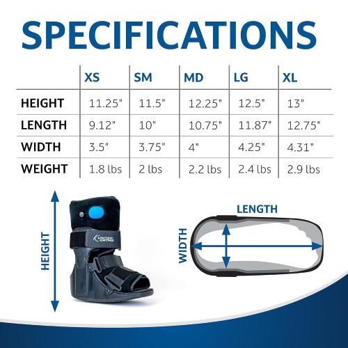United Ortho USA14115 Short Air Cam Walker Fracture Boot, Medium, Black