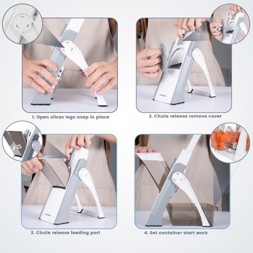 SupMaKin Safe Mandoline Slicer for Kitchen, Vegetable Food Potato Chip Slicer Maual Adjustable Thickness, Chopping Artifact Fast Veggie Salad Chopper Light Gray