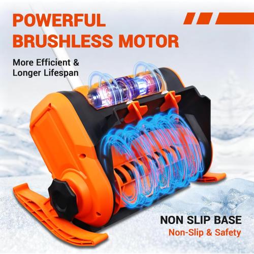 20V*2 Cordless Snow Shovel, 14 Brushless Electric Snow Shovel with Two 4.0Ah Battery & Adjustable Directional Plate, Lightweight Snow Blower for Pathways, Patios, Decks & Driveways (Orange)