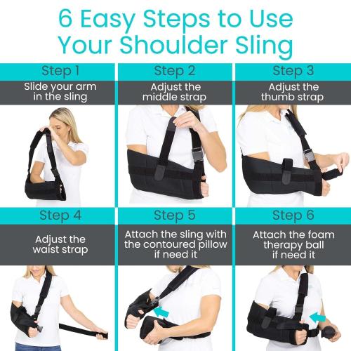 Vive Shoulder Abduction Sling - Immobilizer for Injury Support - Pain Relief Arm Pillow for Rotator Cuff, Sublexion, Surgery, Dislocated, Broken Arm - Brace Includes Pocket Strap, Stress Ball, Wedge