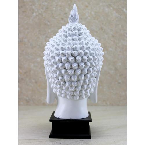 eSplanade Buddha Head Statue for Home Decor | Resin Buddha Face Showpiece for Living Room, Meditation, Office Table Desk, Shelf | Tibetan Buddhist Idol | Zen or Yoga Figurine Gifts | White, 10.5 Inch