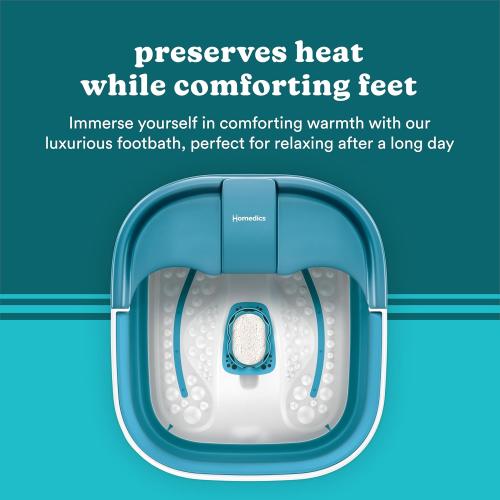 Homedics Smart Space Bubble Mate Collapsible Foot Spa, Heat-Maintaining, Bubble Massage with Pumice Stone and Splash Guard