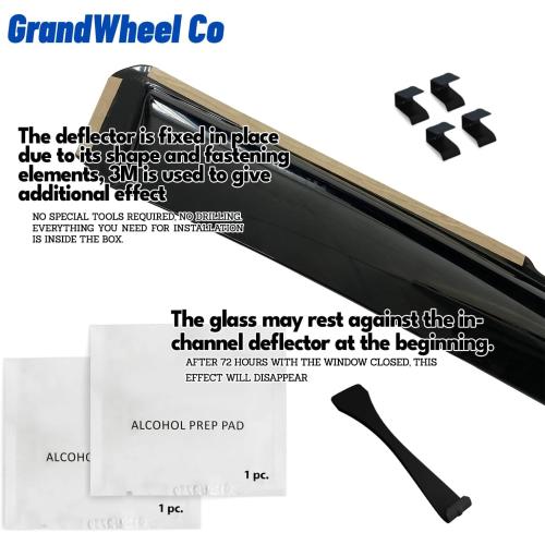Window Deflectors Smoke Tinted in-Channel Side Window Vent Visor Deflectors Rain Guards Compatible with Grand Highlander 2024-2026 - 4pcs. GW0897