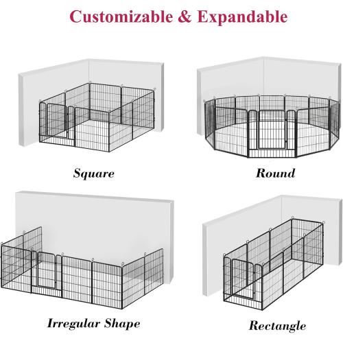 Dog Playpen,  Size 32inch 10 Panels Outdoor Dog Fence Indoor Dog Pen Anti-Rust Pet Puppy Pen Dog Exercise Pen with Lock for Medium Small Dogs, Portable Pet Fence for Yard RV Camping