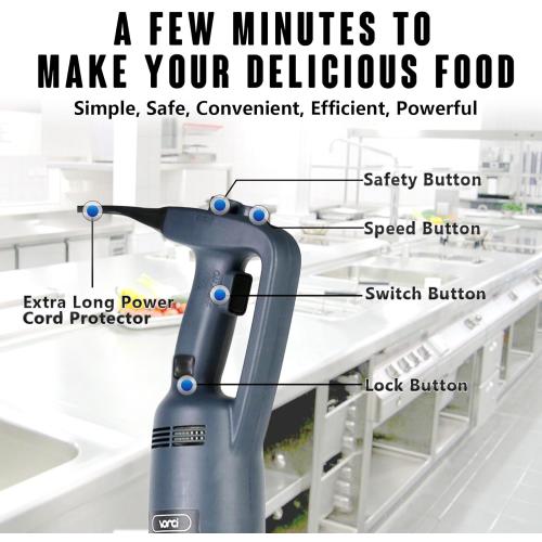 VONCI 500W Commercial Immersion Blender, 16 SUS 304 Removable Shaft, Heavy Duty Power Hand Mixer with Variable Speed 6000-20000RPM, Professional Electric Stick Blender for Restaurant Kitchen Use.