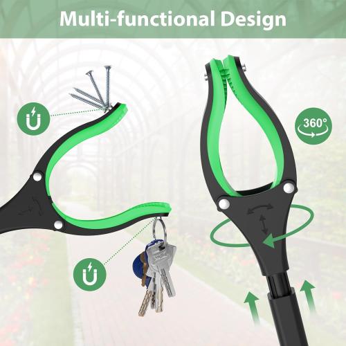 52 Extra Long Grabber Reacher Tool, Foldable Reacher Grabber Pickup Tool with Strong Magnetic & 360° Rotating Anti-Slip Jaw, Extension Trash Picker Upper Grabber for Indoor & Outdoor