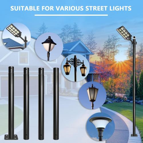 Street Light Pole 13Ft Tall, Solar Split Street Lamp Post for Outdoor Light Galvanized Heavy-Duty Metal Light Pole with Mounting Steel Anchors for Patio, Street Basketball Courts