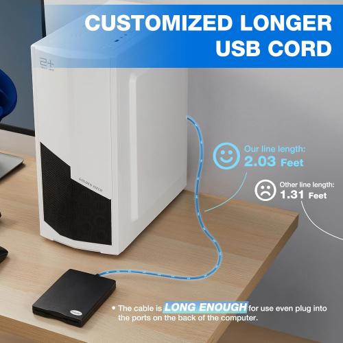 Floppy Disk Reader, 3.5 inch 1.44mb External USB Type A/C Floppy Disk Drive for PC, Laptop and Desktop Compatible with Windows 11/10/8/7/2000/XP, Not Compatible With Mac and Chrome, Black