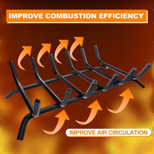 Size 21 Color Black Fireplace Grate,Fireplace Log Holder,21 inch Heavy Duty Solid Cast Iron FIrewood Log Burning Rack for Inside The Fireplace Accessories Outood Fire Pit Kindling Fireplace Tools