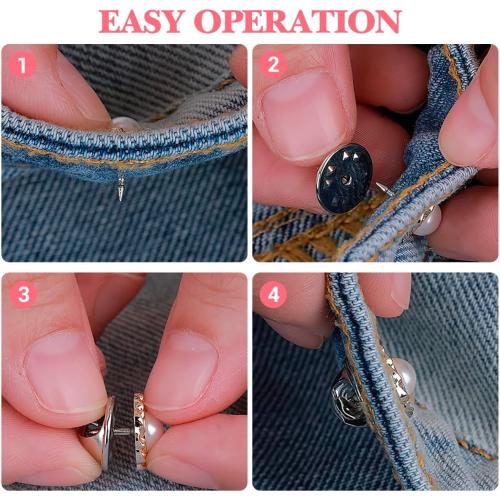 Tofficu 40Pcs No Sew Shirt Brooch Buttons Safety Pins Decorative Button Covers for Women Clothes Dresses Coats Alloy Pearl Anti-Exposed Button Replacements