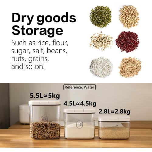 Flour Container - 5.5 L /5.81qt/5kg Large Flour Dispenser Keep Your Flour Fresh and Dry Easily with Kitchen Essential