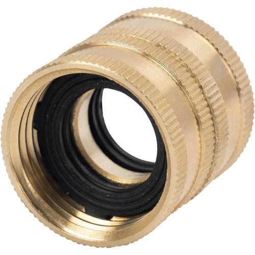 Hourleey Garden Hose Adapter, 3/4 Inch Solid Brass Hose Connectors, 2 Pack Hose Connector with 2 Extra Washers (Female to Female)