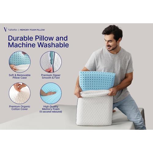 Vaverto King Size Memory Foam Pillows - Firm Pillow - King Size 1-Pack