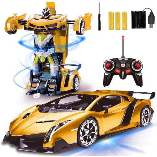Remote Control Car - Transform Robot Toys for Boys Teens, Rechargeable RC Cars with Lights, 2.4Ghz RC Car 1:18 Rechargeable 360° Rotating Race Transform Car Birthday Christmas Gifts for Kids