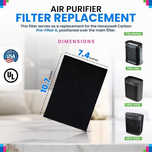 2 pack Carbon Pre Filter A Filters for Air Purifiers - Compatible with Honeywell HPA100 Series - Fits Honeywell Air Purifier Filter Replacement - Prefilter A Air Filters Absorb Odors & Freshen the Air