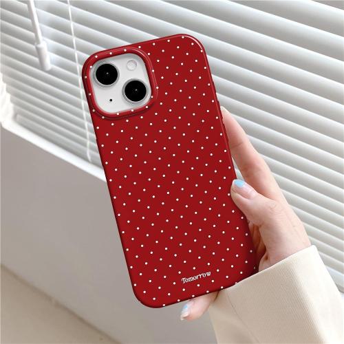inewateri Compatible with iPhone 16 Pro Case with Cute Fashion Polka Dot Aesthetics Design Simple Cases for Soft TPU Slim Protection Cover-Red