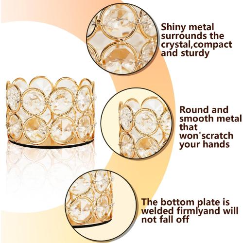 VINCIGANT Crystal Gold Votives Candle Holder Elegant Decorative Tealight Candle Holders for Weddings,Parties,Chirstmas,Gifts,Home Decor,Set of 24