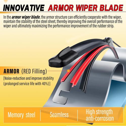 AUTOBOO 26 and 16 Windshield Wipers Blades (Pack Of 2),OEM Quality Premium All-Seasons Wiper blades,Stable and Quiet Armor wiper blades