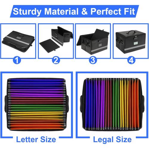 File Organizer, Fireproof File Box with Lids, Important Document Organizer Box with Lock, Portable File Folder Organizer with Handle