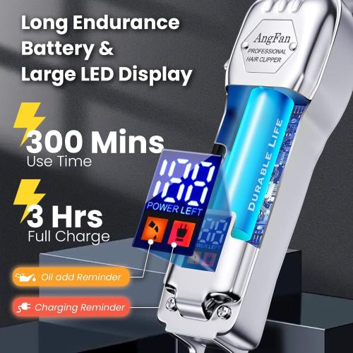 Professional Hair Clippers for Men - Cordless Clippers & Trimmers Set with LCD Display, 7200RPM High-Speed Motor, 5H Runtime, Wall-Mountable Barber Tools for Home Use & Professional Barbers