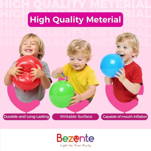 Bezente Pastel Pink Latex Party Balloons - 100 Pack 12 inch Round Helium Light Pink Bridal Pink Balloons for Wedding Bridal Shower Gender Reveal Birthday Party Decoration