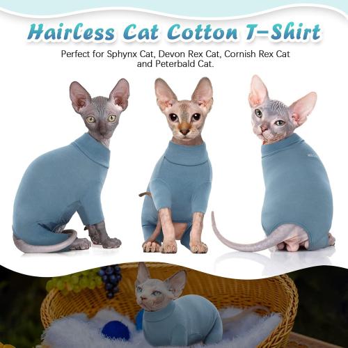 ROZKITCH Sphynx Cat Shirt, Breathable Soft Jumpers for Hairless Cats Only, Coat with Four Legs, Warm Sweater T-Shirt Pajamas Jumpsuit Vest Cornish Rex, Devon Rex, Peterbald Blue XXL